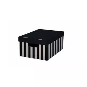 Aktenkarton mit Deckel 28x37x18cm schwarzer Karton Tragkraft 5kg 2Stk