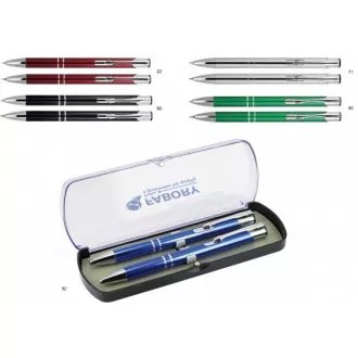 Set Kugelschreiber Aluminium und Kugelschreiber Empen Solomon A10.2238 in Kunststoffbox blauer Schaft Mix Set Kugelschreiber Aluminium und Kugelschreiber Empen Solomon A10.2238 in Kunststoffbox blauer Schaft Mix