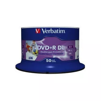 VERBATIM DVD + R (50-Pack) DoubleLayer / Spindel / 8X / 8.5GB / Bedruckbar / NoID VERBATIM DVD + R (50-Pack) DoubleLayer / Spindel / 8X / 8.5GB / Bedruckbar / NoID