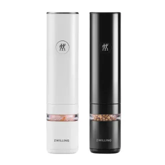 ZWILLING Elektrische Gewürzmühlen, schwarz und weiß, Lithium-Ionen-Akku, USB-Ladung, 2 Stück - Enfinigy