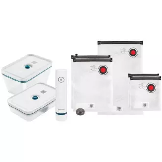 ZWILLING Vakuumier-Set, Glasbehälter, Kunststoffbehälter, 5 Beutel, Vakuumpumpe, blau - Fresh & Save