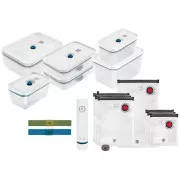 ZWILLING Vakuumier-Set, 5x Kunststoffbehälter, 1x Glasbehälter, 7 Beutel, Vakuumpumpe, 2 Bänder, blau - Fresh & Save
