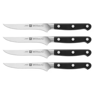 ZWILLING Steakmesser-Set, 4-teilig, rostfreier Stahl, Schutz, 57 HRC, Griff mit drei Nieten - Pro ZWILLING Steakmesser-Set, 4-teilig, rostfreier Stahl, Schutz, 57 HRC, Griff mit drei Nieten - Pro