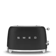 Smeg TSF01BLMEU Toaster/Toaster, 2 Toaster, 6 Toaststufen, Krümelschublade, Stil. 50er Jahre, mattschwarz