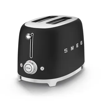 Smeg TSF01BLMEU Toaster/Toaster, 2 Toaster, 6 Toaststufen, Krümelschublade, Stil. 50er Jahre, mattschwarz Smeg TSF01BLMEU Toaster/Toaster, 2 Toaster, 6 Toaststufen, Krümelschublade, Stil. 50er Jahre, mattschwarz