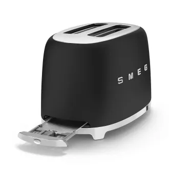 Smeg TSF01BLMEU Toaster/Toaster, 2 Toaster, 6 Toaststufen, Krümelschublade, Stil. 50er Jahre, mattschwarz Smeg TSF01BLMEU Toaster/Toaster, 2 Toaster, 6 Toaststufen, Krümelschublade, Stil. 50er Jahre, mattschwarz