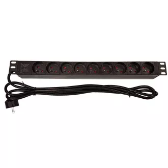 19"-Verteilerfeld LEXI-Net 9x230V, Kabel 3m, 1HE