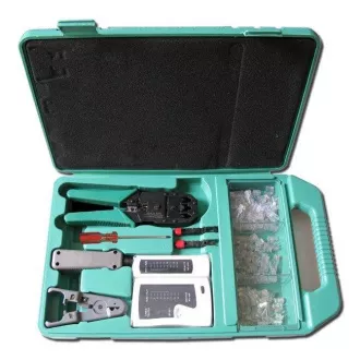 XtendLan-Werkzeugsatz im Koffer für strukturierte Netzwerke (Zange, Crimper, Abisolierzange, Tester, Steckverbinder) XtendLan-Werkzeugsatz im Koffer für strukturierte Netzwerke (Zange, Crimper, Abisolierzange, Tester, Steckverbinder)