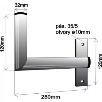 Antennen-Wandhalterung für Fenster mit Gurt, rechte Montage, verzinkt, Länge 25cm, Durchmesser 3, 2cm Antennen-Wandhalterung für Fenster mit Gurt, rechte Montage, verzinkt, Länge 25cm, Durchmesser 3, 2cm