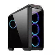 CHIEFTEC Gehäuse STALLION II, ATX, 1x USB-C 3.2, 2x USB 3.1, 1x USB 2.0, 4x 120mm RGB Lüfter, schwarz