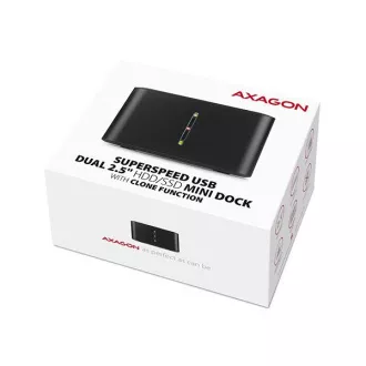AXAGON ADSA-D25, USB 3.2 Gen 1 - 2x SATA 6G 2.5" SSD/HDD CLONE MINI Docking Station AXAGON ADSA-D25, USB 3.2 Gen 1 - 2x SATA 6G 2.5" SSD/HDD CLONE MINI Docking Station