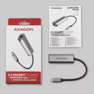 AXAGON ADE-25RC USB-C 3.2 Gen 1 - 2.5 Gigabit Ethernet Netzwerkkarte, Realtek 8156, automatische Installation, grau AXAGON ADE-25RC USB-C 3.2 Gen 1 - 2.5 Gigabit Ethernet Netzwerkkarte, Realtek 8156, automatische Installation, grau