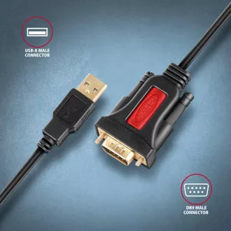 AXAGON ADS-1PSN, USB-A 2.0 auf RS-232 DB9-M Prolific serieller Adapter / Kabel 1,5m