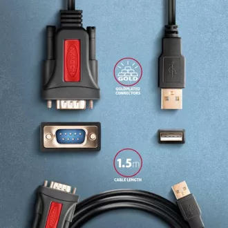 AXAGON ADS-1PSN, USB-A 2.0 auf RS-232 DB9-M Prolific serieller Adapter / Kabel 1,5m
