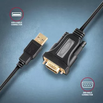 AXAGON ADS-1PQN, USB-A 2.0 - serieller RS-232 DB9-M FTDI Adapter / Kabel 1,5m AXAGON ADS-1PQN, USB-A 2.0 - serieller RS-232 DB9-M FTDI Adapter / Kabel 1,5m