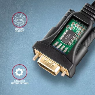 AXAGON ADS-1PQN, USB-A 2.0 - serieller RS-232 DB9-M FTDI Adapter / Kabel 1,5m AXAGON ADS-1PQN, USB-A 2.0 - serieller RS-232 DB9-M FTDI Adapter / Kabel 1,5m