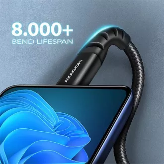 AXAGON BUCM-CM15AB, HQ-Kabel USB-C <-> USB-C, 1,5m, USB 2.0, PD 60W 3A, ALU, Geflecht, schwarz AXAGON BUCM-CM15AB, HQ-Kabel USB-C <-> USB-C, 1,5m, USB 2.0, PD 60W 3A, ALU, Geflecht, schwarz