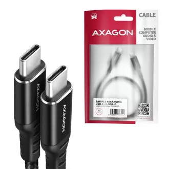 AXAGON BUCM-CM15AB, HQ-Kabel USB-C <-> USB-C, 1,5m, USB 2.0, PD 60W 3A, ALU, Geflecht, schwarz AXAGON BUCM-CM15AB, HQ-Kabel USB-C <-> USB-C, 1,5m, USB 2.0, PD 60W 3A, ALU, Geflecht, schwarz