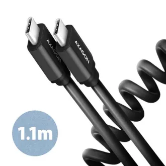 AXAGON BUCM-CM20TB, TWISTER Kabel USB-C <-> USB-C, 1.1m, USB 2.0, PD 60W 3A, ALU, tpe, schwarz