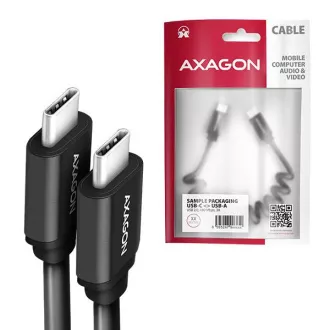 AXAGON BUCM-CM20TB, TWISTER Kabel USB-C <-> USB-C, 1.1m, USB 2.0, PD 60W 3A, ALU, tpe, schwarz