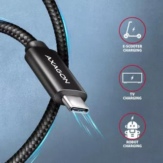 AXAGON BUCM2-CM10AB, CHARGE Kabel USB-C <-> USB-C, 1m, Hi-Speed USB, PD 240W 5A, ALU, Geflecht, schwarz