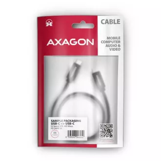 AXAGON BUCM2-CM20AB, CHARGE Kabel USB-C <-> USB-C, 2m, Hi-Speed USB, PD 240W 5A, ALU, Geflecht, schwarz AXAGON BUCM2-CM20AB, CHARGE Kabel USB-C <-> USB-C, 2m, Hi-Speed USB, PD 240W 5A, ALU, Geflecht, schwarz