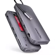 AXAGON HMC-12GM2, USB 10Gbps Hub, 3x USB-A, USB-C, HDMI, DP, RJ-45 GLAN, M.2, SD/mSD, Audio, PD 100W, USB-C Kabel 50cm