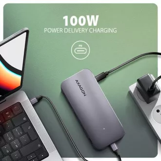 AXAGON HMC-12GM2, USB 10Gbps Hub, 3x USB-A, USB-C, HDMI, DP, RJ-45 GLAN, M.2, SD/mSD, Audio, PD 100W, USB-C Kabel 50cm AXAGON HMC-12GM2, USB 10Gbps Hub, 3x USB-A, USB-C, HDMI, DP, RJ-45 GLAN, M.2, SD/mSD, Audio, PD 100W, USB-C Kabel 50cm