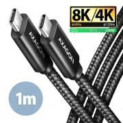AXAGON BUCM4X-CM10AB NewGEN  Kabel USB-C <-> USB-C, 1m, USB4 Gen 3×2, PD 240W 5A, 8K HD, ALU, Geflecht, schwarz