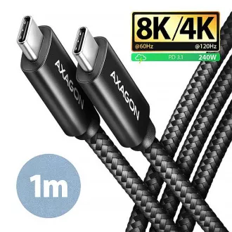 AXAGON BUCM4X-CM10AB NewGEN  Kabel USB-C <-> USB-C, 1m, USB4 Gen 3×2, PD 240W 5A, 8K HD, ALU, Geflecht, schwarz