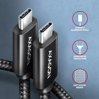 AXAGON BUCM4X-CM10AB NewGEN  Kabel USB-C <-> USB-C, 1m, USB4 Gen 3×2, PD 240W 5A, 8K HD, ALU, Geflecht, schwarz