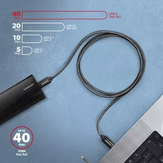 AXAGON BUCM4X-CM10AB NewGEN  Kabel USB-C <-> USB-C, 1m, USB4 Gen 3×2, PD 240W 5A, 8K HD, ALU, Geflecht, schwarz