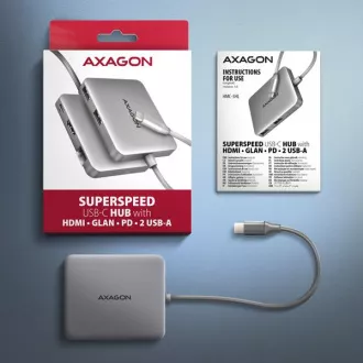 AXAGON HMC-5HL USB 5Gbps Hub, 2x USB-A, HDMI 4k/60Hz, RJ-45 GLAN, PD 100W, USB-C Kabel 20cm AXAGON HMC-5HL USB 5Gbps Hub, 2x USB-A, HDMI 4k/60Hz, RJ-45 GLAN, PD 100W, USB-C Kabel 20cm
