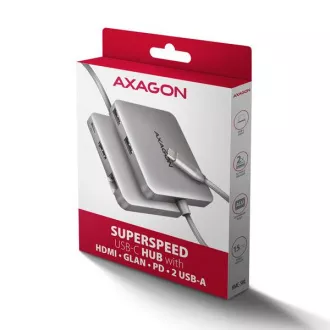 AXAGON HMC-5HL USB 5Gbps Hub, 2x USB-A, HDMI 4k/60Hz, RJ-45 GLAN, PD 100W, USB-C Kabel 20cm AXAGON HMC-5HL USB 5Gbps Hub, 2x USB-A, HDMI 4k/60Hz, RJ-45 GLAN, PD 100W, USB-C Kabel 20cm