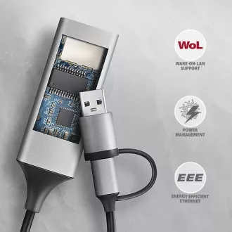 AXAGON ADE-TXCA, USB-C USB-A 3.2 Gen 1 - Gigabit Ethernet Netzwerkkarte, Asix AX88179, automatische Installation AXAGON ADE-TXCA, USB-C USB-A 3.2 Gen 1 - Gigabit Ethernet Netzwerkkarte, Asix AX88179, automatische Installation