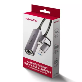 AXAGON ADE-TXCA, USB-C USB-A 3.2 Gen 1 - Gigabit Ethernet Netzwerkkarte, Asix AX88179, automatische Installation AXAGON ADE-TXCA, USB-C USB-A 3.2 Gen 1 - Gigabit Ethernet Netzwerkkarte, Asix AX88179, automatische Installation