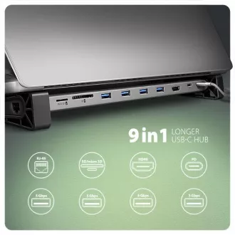 AXAGON HMC-10HLS, USB 5Gbps Hub, 4x USB-A, HDMI 4k/60Hz, RJ-45 GLAN, SD/mSD, PD 100W, USB-C Kabel 25cm AXAGON HMC-10HLS, USB 5Gbps Hub, 4x USB-A, HDMI 4k/60Hz, RJ-45 GLAN, SD/mSD, PD 100W, USB-C Kabel 25cm