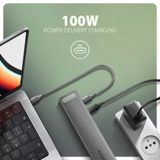 AXAGON HMC-10HLS, USB 5Gbps Hub, 4x USB-A, HDMI 4k/60Hz, RJ-45 GLAN, SD/mSD, PD 100W, USB-C Kabel 25cm AXAGON HMC-10HLS, USB 5Gbps Hub, 4x USB-A, HDMI 4k/60Hz, RJ-45 GLAN, SD/mSD, PD 100W, USB-C Kabel 25cm