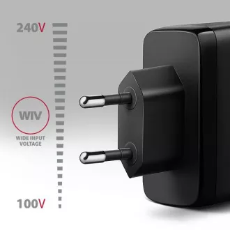 AXAGON ACU-DPQ100, GaN-Netzladegerät 100W, 3x Port (USB-A dual USB-C), PD3.0/PPS/QC4 /Apple, schwarz AXAGON ACU-DPQ100, GaN-Netzladegerät 100W, 3x Port (USB-A dual USB-C), PD3.0/PPS/QC4 /Apple, schwarz