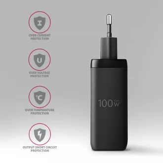 AXAGON ACU-DPQ100, GaN-Netzladegerät 100W, 3x Port (USB-A dual USB-C), PD3.0/PPS/QC4 /Apple, schwarz AXAGON ACU-DPQ100, GaN-Netzladegerät 100W, 3x Port (USB-A dual USB-C), PD3.0/PPS/QC4 /Apple, schwarz