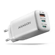 AXAGON ACU-DPQ65W, GaN-Netzladegerät 65W, 3x Port (USB-A   dual USB-C), PD3.0/QC4 /PPS/Apple, weiß