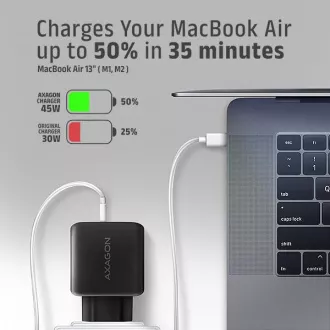 AXAGON ACU-PQ45 GaN Netzladegerät 45W, 2x Anschluss (USB-A USB-C), PD3.0/PPS/QC4 /SFC 2.0/AFC/Apple AXAGON ACU-PQ45 GaN Netzladegerät 45W, 2x Anschluss (USB-A USB-C), PD3.0/PPS/QC4 /SFC 2.0/AFC/Apple