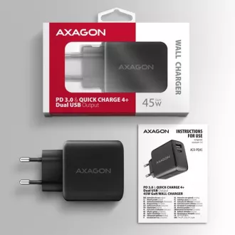 AXAGON ACU-PQ45 GaN Netzladegerät 45W, 2x Anschluss (USB-A USB-C), PD3.0/PPS/QC4 /SFC 2.0/AFC/Apple AXAGON ACU-PQ45 GaN Netzladegerät 45W, 2x Anschluss (USB-A USB-C), PD3.0/PPS/QC4 /SFC 2.0/AFC/Apple