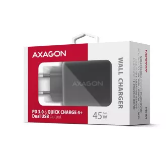 AXAGON ACU-PQ45 GaN Netzladegerät 45W, 2x Anschluss (USB-A USB-C), PD3.0/PPS/QC4 /SFC 2.0/AFC/Apple AXAGON ACU-PQ45 GaN Netzladegerät 45W, 2x Anschluss (USB-A USB-C), PD3.0/PPS/QC4 /SFC 2.0/AFC/Apple