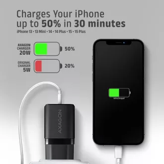 AXAGON ACU-PQ20, 20W Netzladegerät, 2x Port (USB-A USB-C), PD3.0/PPS/QC4 /AFC/Apple, schwarz AXAGON ACU-PQ20, 20W Netzladegerät, 2x Port (USB-A USB-C), PD3.0/PPS/QC4 /AFC/Apple, schwarz