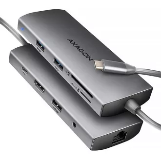 AXAGON HMC-8HLSA, USB 5Gbps Hub, 3x USB-A, HDMI 4k/60Hz, RJ-45 GLAN, SD/microSD, Audio, PD 100W, USB-C Kabel 20cm AXAGON HMC-8HLSA, USB 5Gbps Hub, 3x USB-A, HDMI 4k/60Hz, RJ-45 GLAN, SD/microSD, Audio, PD 100W, USB-C Kabel 20cm