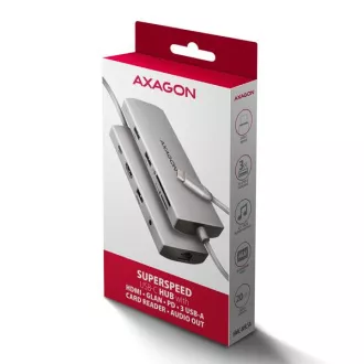 AXAGON HMC-8HLSA, USB 5Gbps Hub, 3x USB-A, HDMI 4k/60Hz, RJ-45 GLAN, SD/microSD, Audio, PD 100W, USB-C Kabel 20cm AXAGON HMC-8HLSA, USB 5Gbps Hub, 3x USB-A, HDMI 4k/60Hz, RJ-45 GLAN, SD/microSD, Audio, PD 100W, USB-C Kabel 20cm