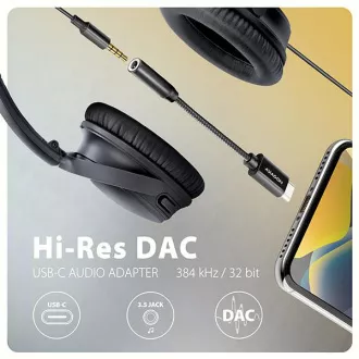 AXAGON ADA-HC, USB-C auf 3,5mm Klinke - Hi-Res DAC Audio Adapter, 384kHz/32bit, Stereo