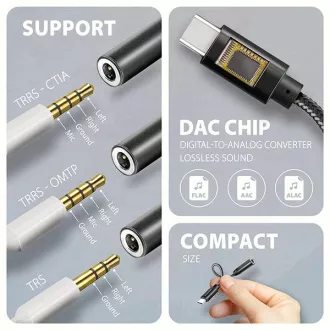 AXAGON ADA-HC, USB-C auf 3,5mm Klinke - Hi-Res DAC Audio Adapter, 384kHz/32bit, Stereo