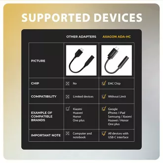 AXAGON ADA-HC, USB-C auf 3,5mm Klinke - Hi-Res DAC Audio Adapter, 384kHz/32bit, Stereo